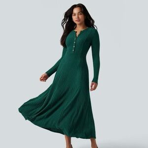 HALARA Deep Green Long Sleeve Dress